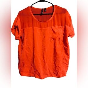 Mango Bright Orange Short Sleeve Top